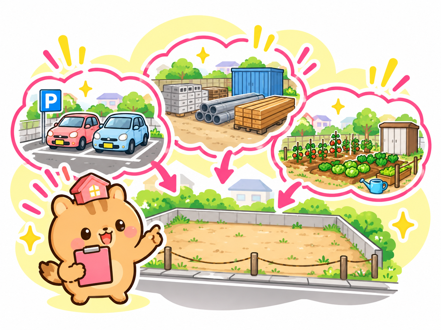 空き地の土地活用アイデア(駐車場・資材置き場・家庭菜園)
