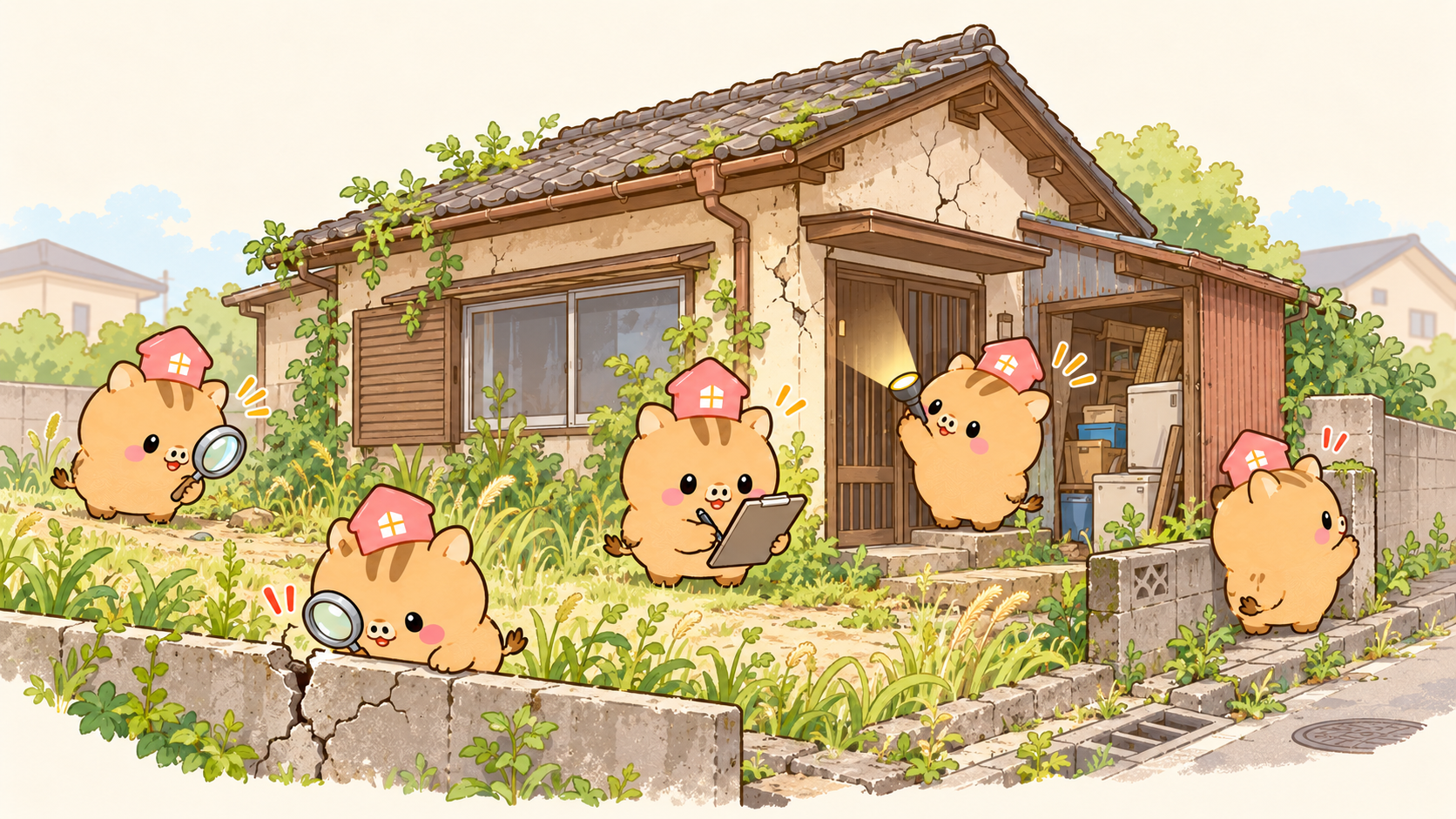 訳あり物件の確認ポイントを示すイラスト